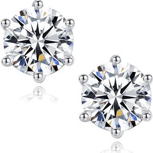GRA Certified 7MM - 2.4CT Moissanite Sterling Silver Screwback Earrings